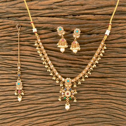Antique Stone Necklace With Gold Plating