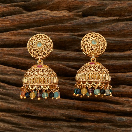 Antique Moti Jhumki With Gold Plating