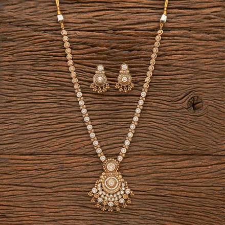 Antique Long Necklace With Matte Gold Plating