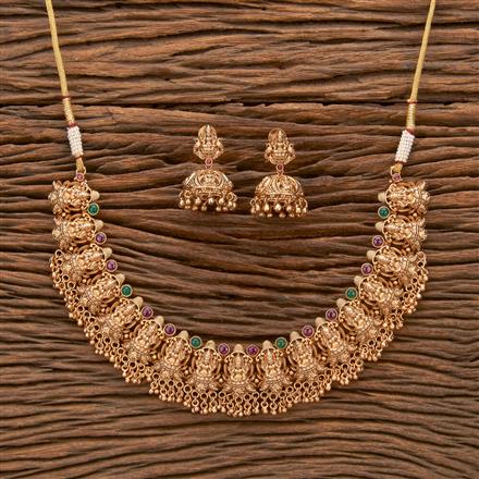 Antique Temple Necklace With Matte Gold Plating