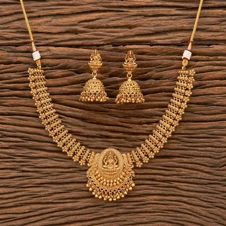 Antique Temple Necklace With Matte Gold Plating