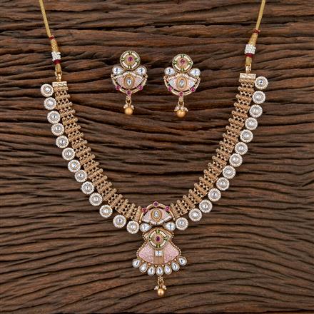 Antique Meenakari Necklace With Matte Gold Plating
