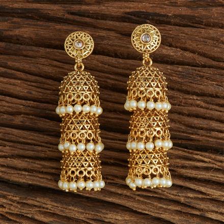 Antique Pearl Jhumki With Gold Plating