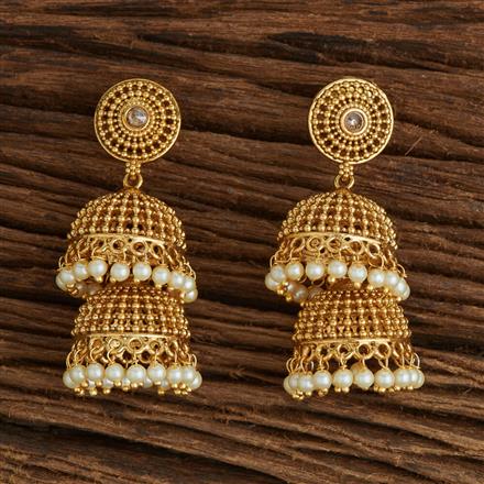 Antique Pearl Jhumki With Gold Plating