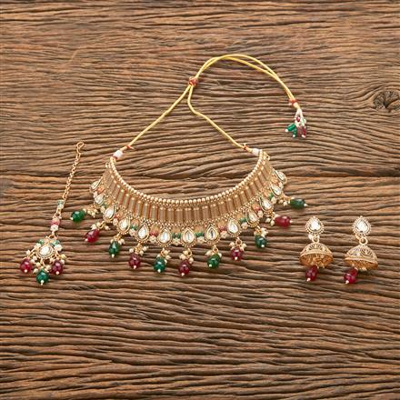 Antique Meenakari Necklace With Matte Gold Plating