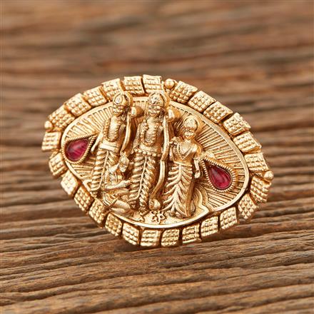 Antique Adjustable Ring With Matte Gold Plating