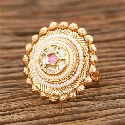 Antique Adjustable Ring With Matte Gold Plating