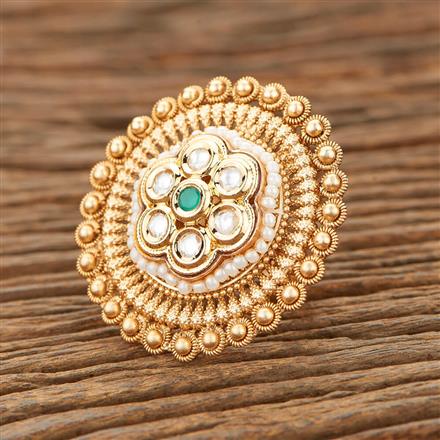 Antique Adjustable Ring With Matte Gold Plating