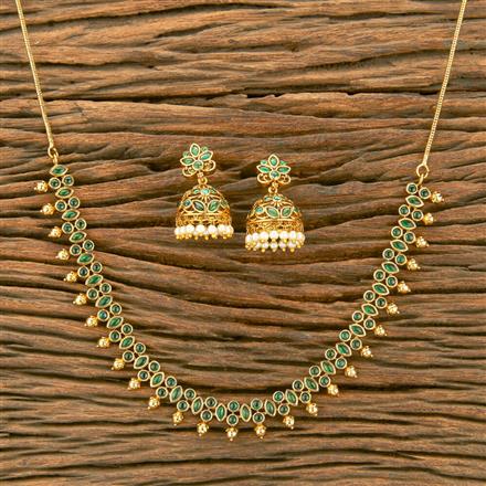 Antique South Indian Necklace With Matte Gold Plating