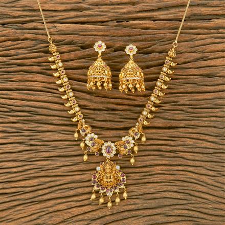 Antique Temple Necklace With Matte Gold Plating