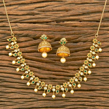 Antique South Indian Necklace With Matte Gold Plating