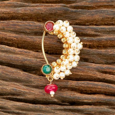 Antique Moti Nose Ring With Gold Plating