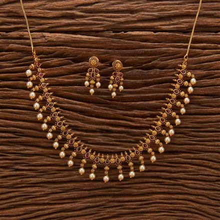 Antique South Indian Necklace With Matte Gold Plating