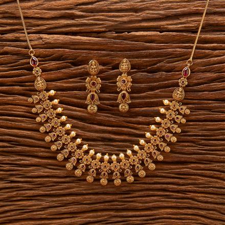 Antique Temple Necklace With Matte Gold Plating