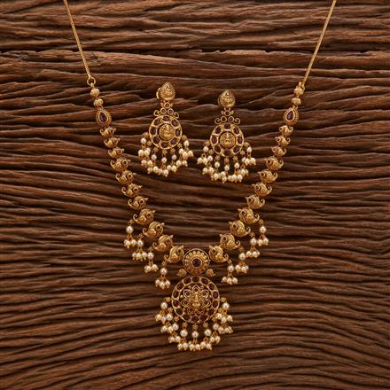 Antique South Indian Necklace With Matte Gold Plating