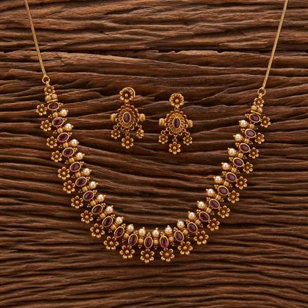 Antique South Indian Necklace With Matte Gold Plating