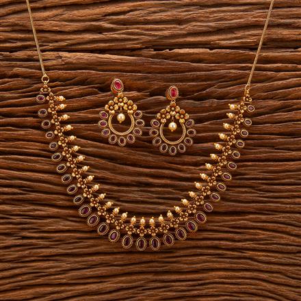 Antique South Indian Necklace With Matte Gold Plating
