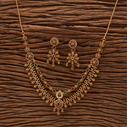 Antique South Indian Necklace With Matte Gold Plating