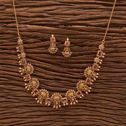 Antique Temple Necklace With Matte Gold Plating
