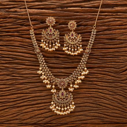 Antique South Indian Necklace With Matte Gold Plating