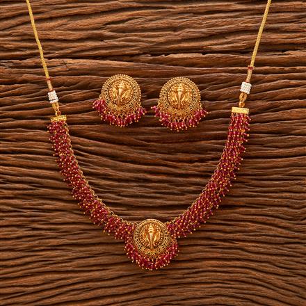 Antique Choker Necklace With Matte Gold Plating