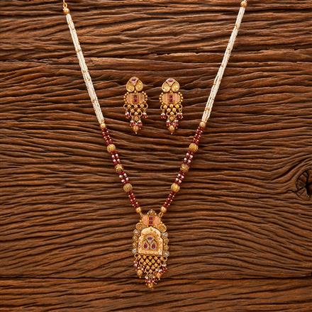 Antique Pearl Pendant Set With Matte Gold Plating