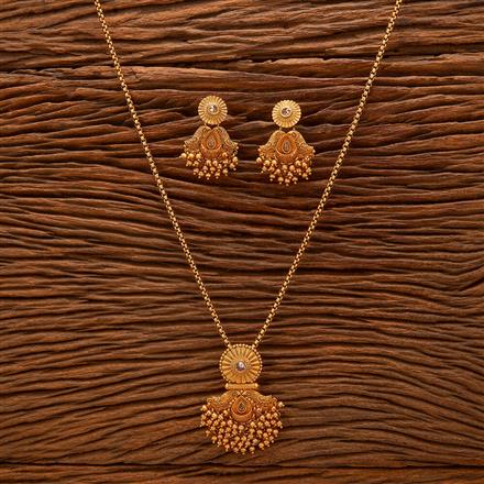 Antique Delicate Pendant Set With Matte Gold Plating