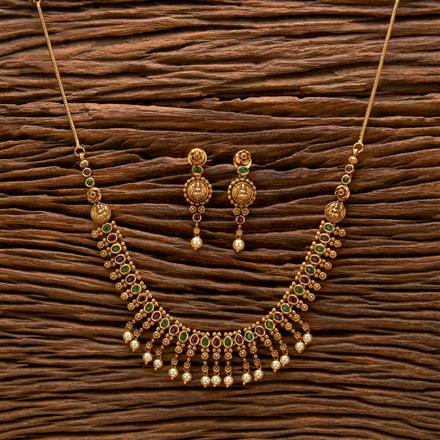 Antique Temple Necklace With Matte Gold Plating