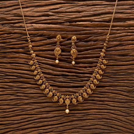 Antique South Indian Necklace With Matte Gold Plating