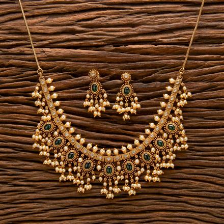 Antique South Indian Necklace With Matte Gold Plating