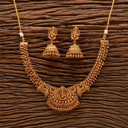 Antique Peacock Necklace With Matte Gold Plating