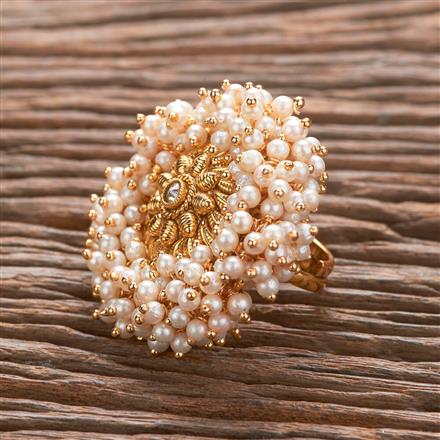 Antique Pearl Ring With Gold Plating