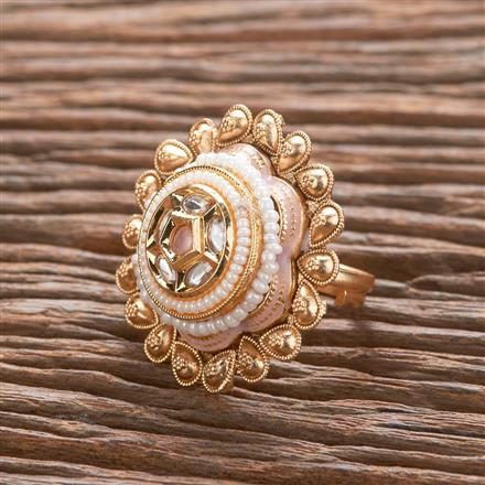 Antique Adjustable Ring With Matte Gold Plating