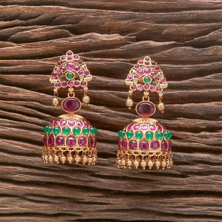 Antique Jhumki With Matte Gold Plating