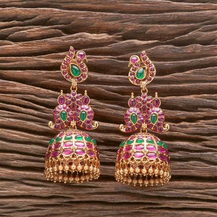 Antique Peacock Earring With Matte Gold Plating