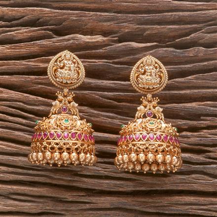 Antique South Indian Earring With Matte Gold Plating
