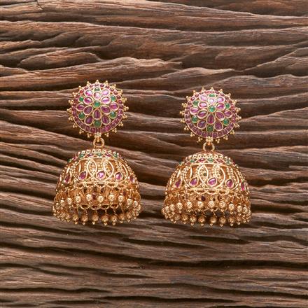 Antique South Indian Earring With Matte Gold Plating
