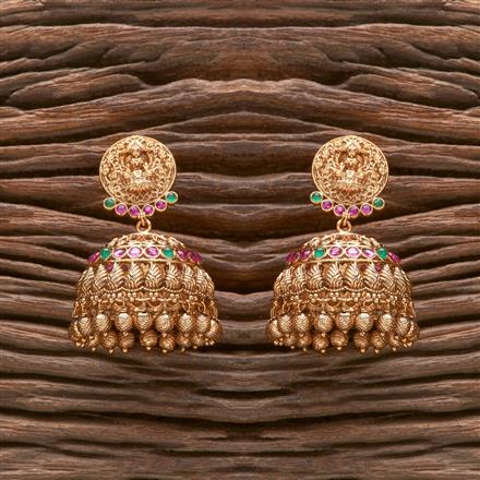 Antique Temple Earring With Matte Gold Plating