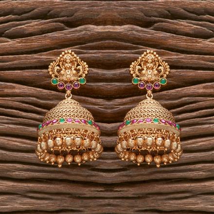 Antique South Indian Earring With Matte Gold Plating