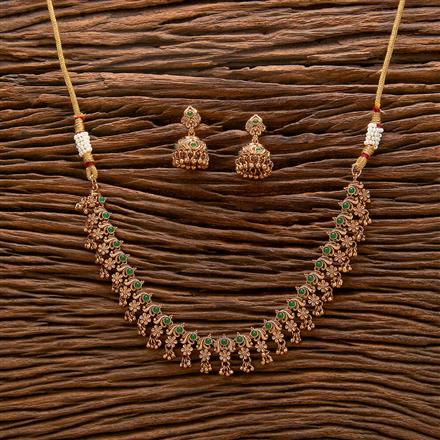 Antique South Indian Necklace With Matte Gold Plating