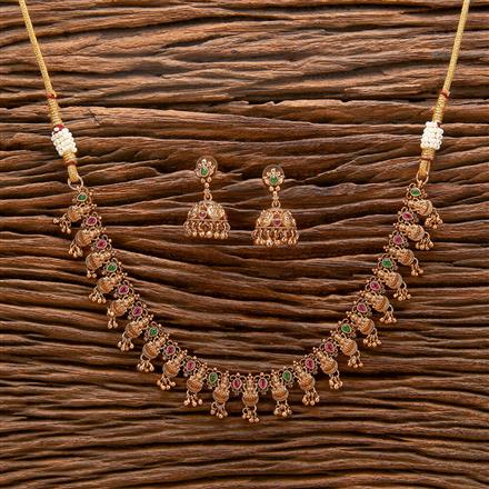 Antique South Indian Necklace With Matte Gold Plating