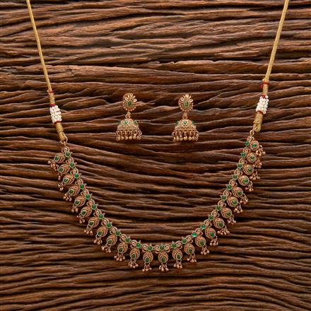 Antique South Indian Necklace With Matte Gold Plating