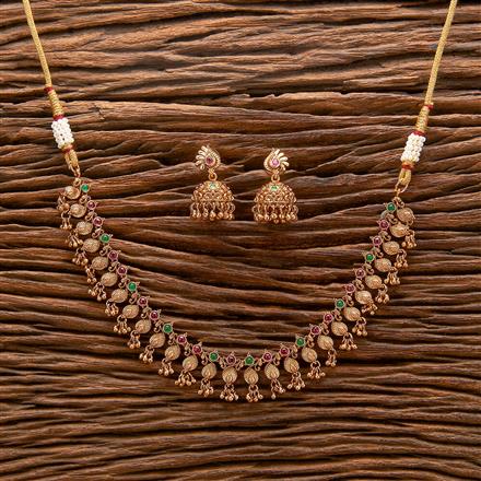 Antique South Indian Necklace With Matte Gold Plating