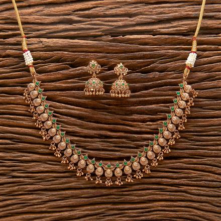 Antique South Indian Necklace With Matte Gold Plating