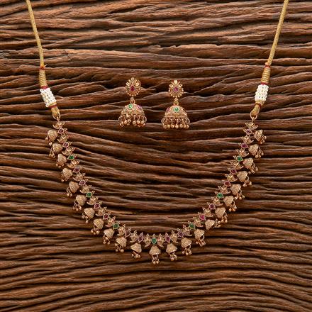 Antique South Indian Necklace With Matte Gold Plating