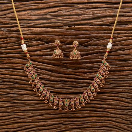 Antique South Indian Necklace With Matte Gold Plating