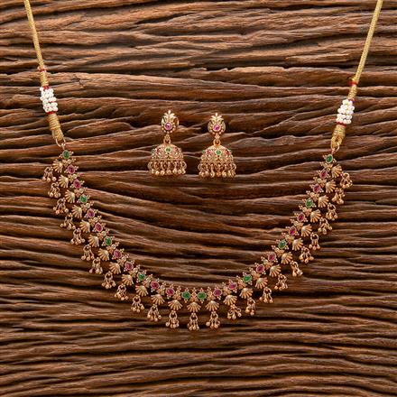 Antique South Indian Necklace With Matte Gold Plating