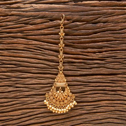 Antique Moti Tikka With Matte Gold Plating