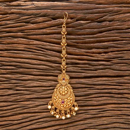 Antique Pearl Tikka With Matte Gold Plating