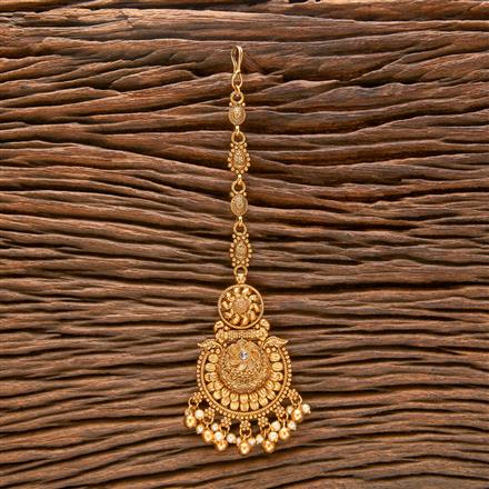 Antique Moti Tikka With Matte Gold Plating